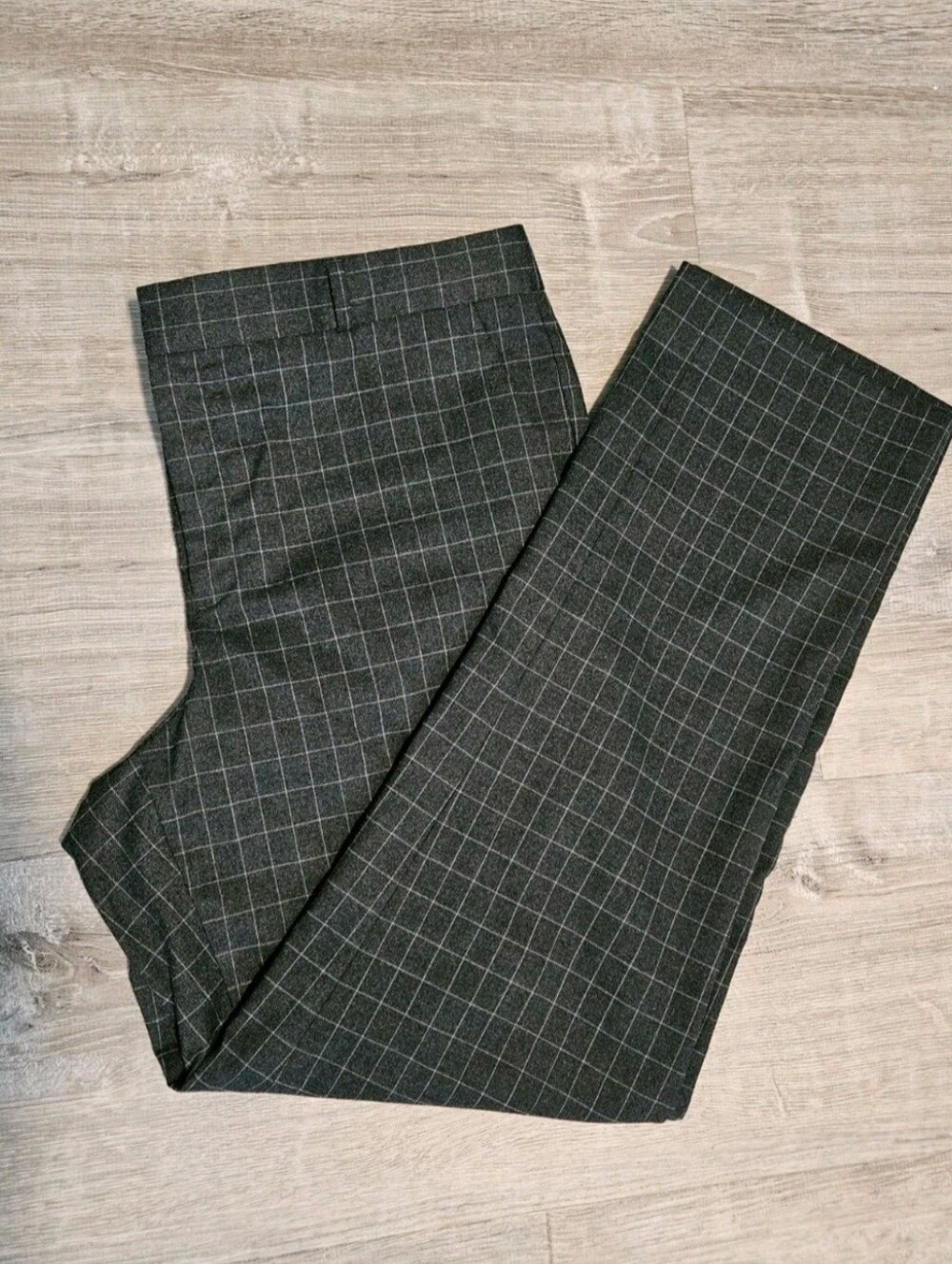 Banana Republic Ryan Slim Straight Pants Women Sz. 12 Charcoal Windowpane Plaid